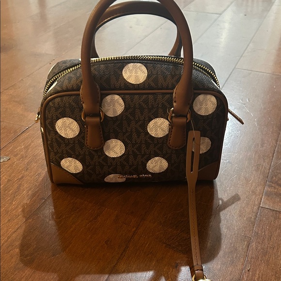 Michael Kors Brown and White Dot Pattern Bag - Picture 1 of 9